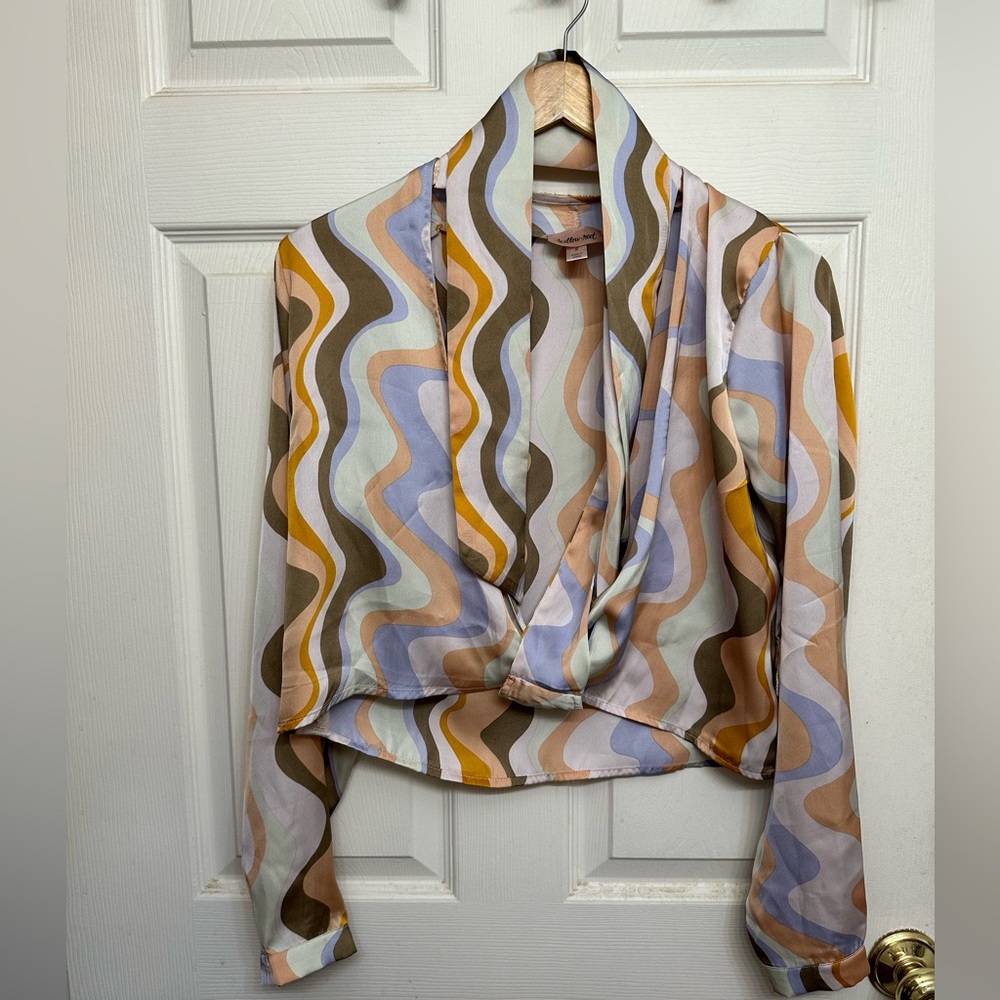 Willow & Root swirled satin crop top/wrap